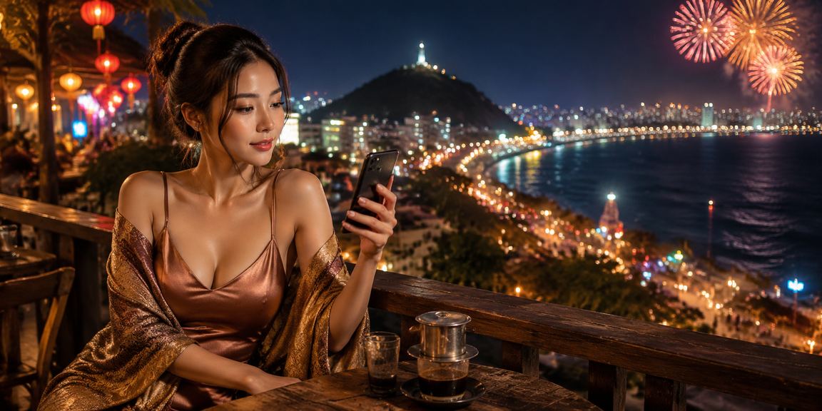 Nhóm bạn trẻ tại Vũng Tàu thưởng thức trò chơi bài trực tuyến buổi tối